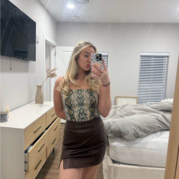 Hollister Brown Leather Skirt S - Picture 7 of 13